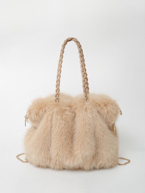 Plush Shoulder Tote Bag – Soft Velvet Finish