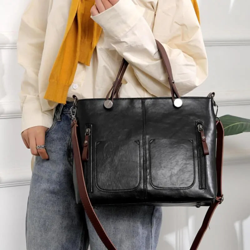 Genuine Leather Shoulder Bag – Adjustable Strap