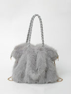 Plush Shoulder Tote Bag – Soft Velvet Finish