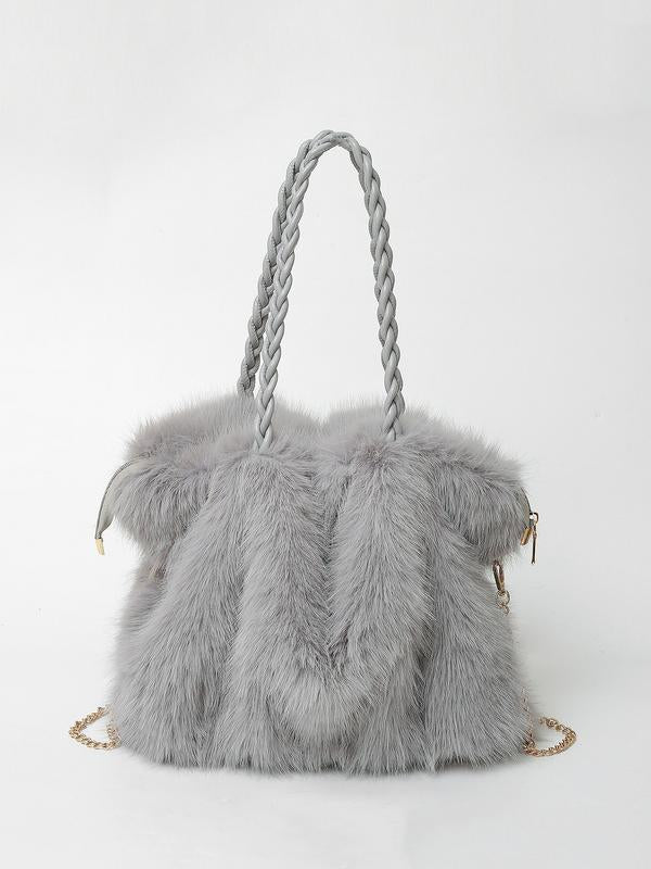 Plush Shoulder Tote Bag – Soft Velvet Finish