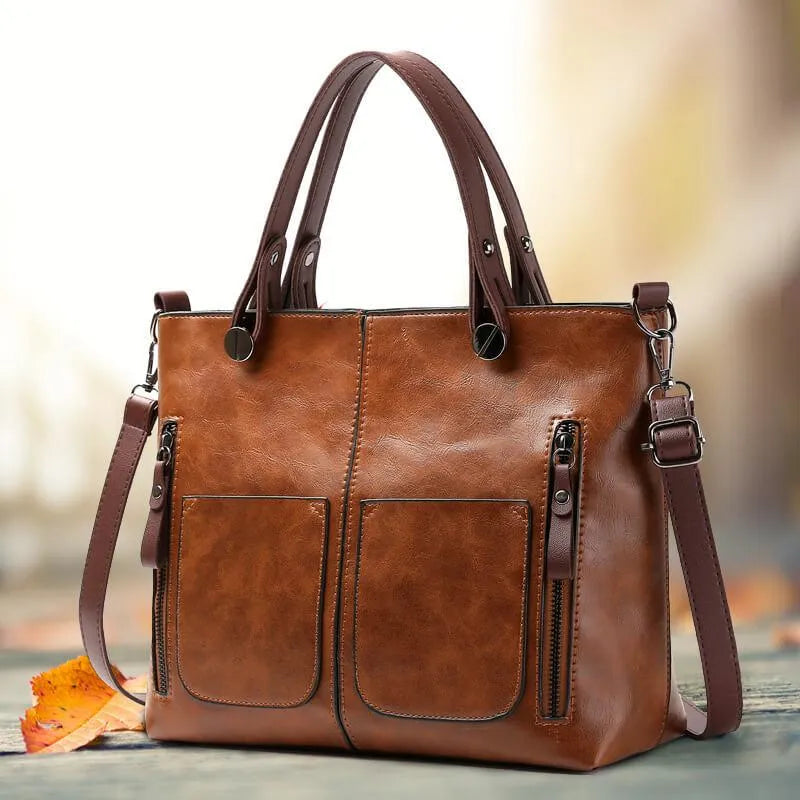 Genuine Leather Shoulder Bag – Adjustable Strap