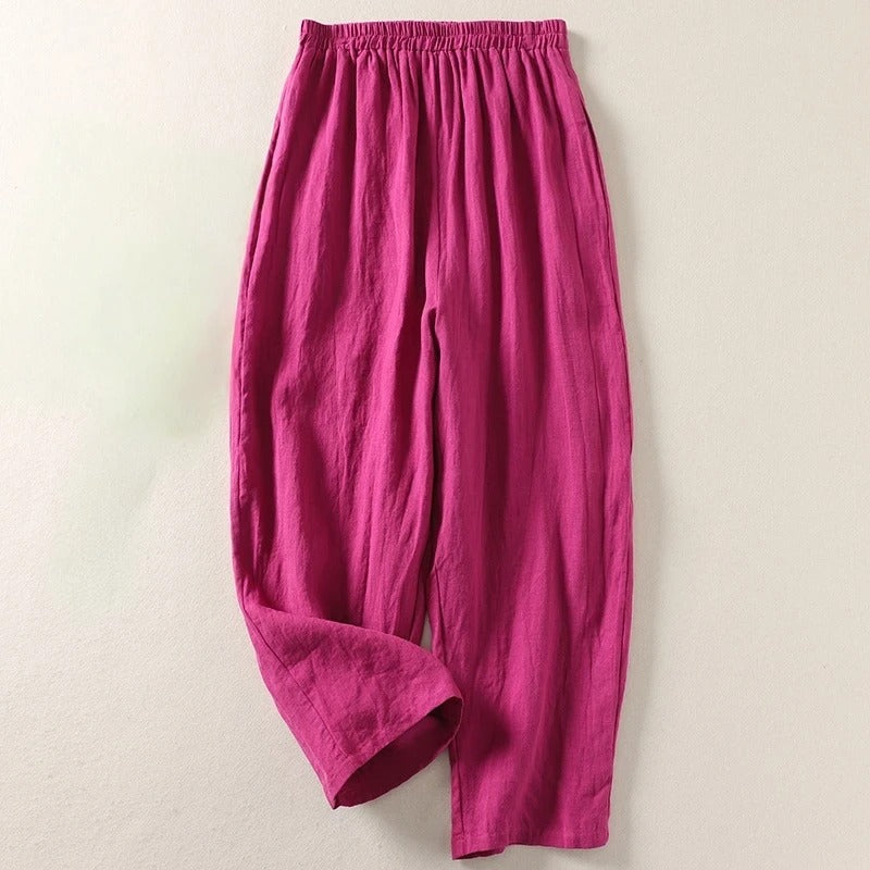 Amalia | Women's Flowing Cotton and Linen Trousers-Modylol