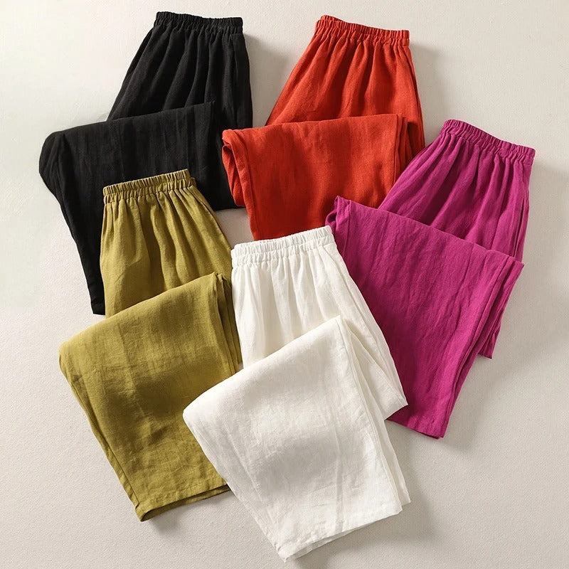 Amalia | Women's Flowing Cotton and Linen Trousers-Modylol