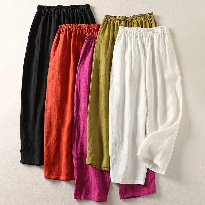 Amalia | Women's Flowing Cotton and Linen Trousers-Modylol