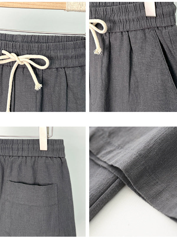 Men's Casual Cotton-Linen Blend Shorts-Modylol