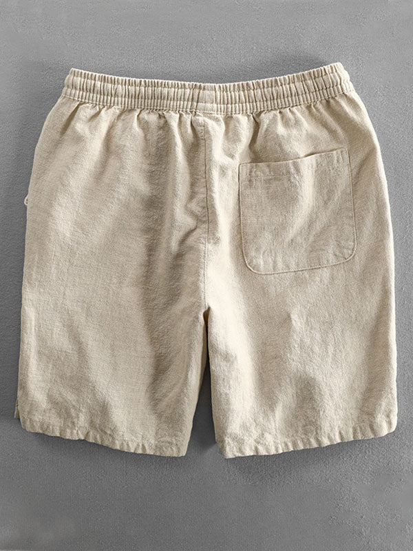 Men's Casual Drawstring Cotton-Linen Blend Shorts-Modylol