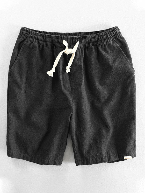 Men's Casual Drawstring Cotton-Linen Blend Shorts-Modylol