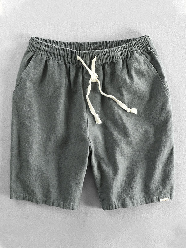 Men's Casual Drawstring Cotton-Linen Blend Shorts-Modylol