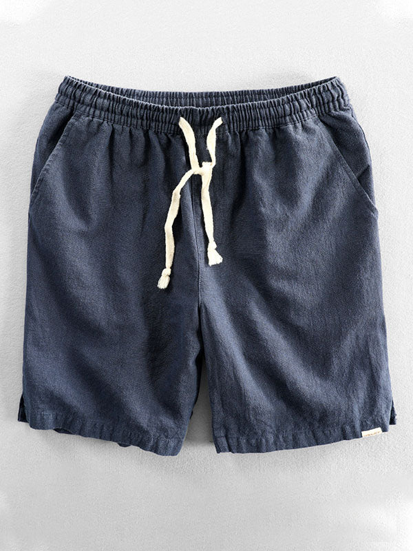 Men's Casual Drawstring Cotton-Linen Blend Shorts-Modylol