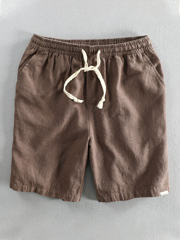 Men's Casual Drawstring Cotton-Linen Blend Shorts-Modylol