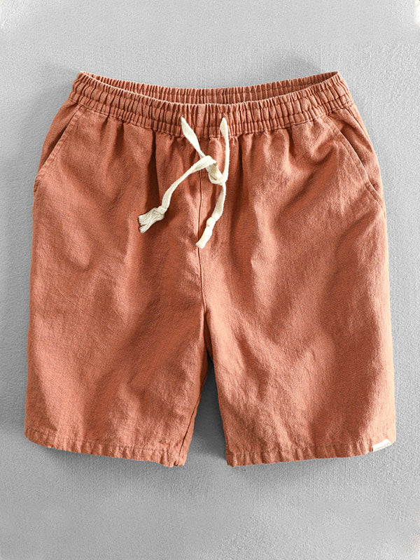 Men's Casual Drawstring Cotton-Linen Blend Shorts-Modylol