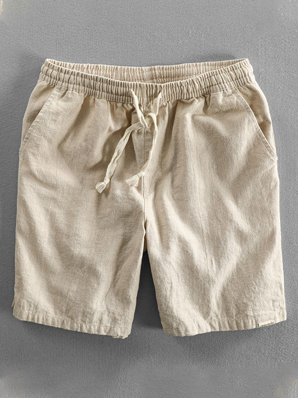 Men's Casual Drawstring Cotton-Linen Blend Shorts-Modylol