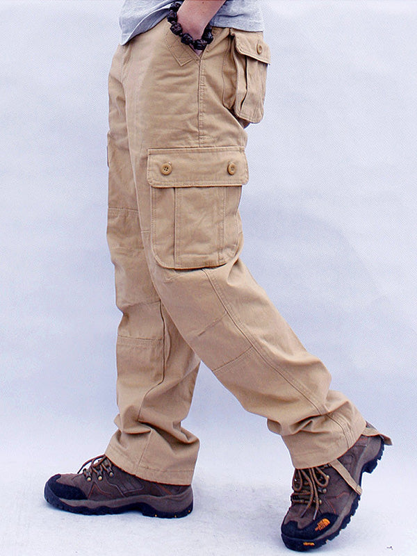 Men's Casual Straight Cargo Pants with 6 Pockets-Modylol