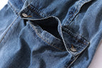 Men's Distressed Denim Multi-Pocket Overalls with Suspenders-Modylol