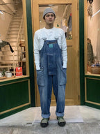 Men's Distressed Denim Multi-Pocket Overalls with Suspenders-Modylol