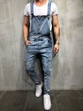 Men's Distressed Skinny Fit Denim Overalls-Modylol