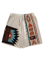 Men's Geometric Drawstring Shorts with Contrast Colors-Modylol