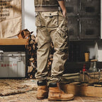 Men's Loose Fit Cargo Pants with Zip and Snap Closure-Modylol