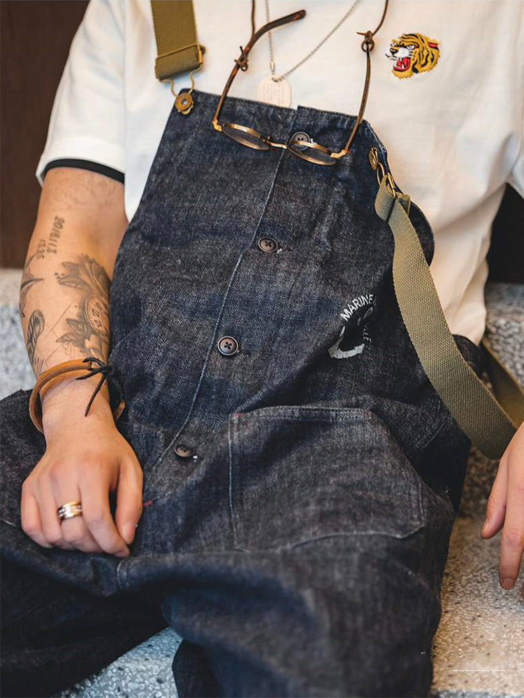 Men's Navy Retro Style Deck Overalls-Modylol