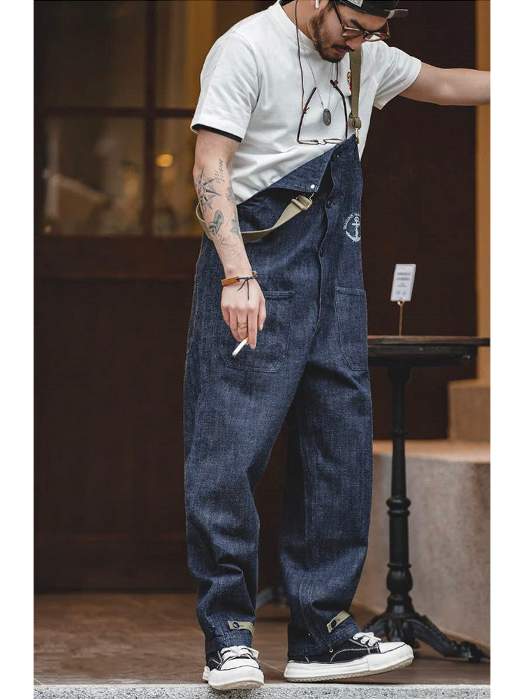 Men's Navy Retro Style Deck Overalls-Modylol