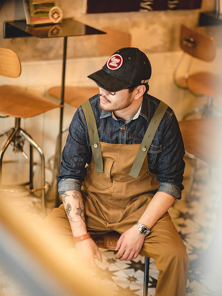 Men's Relaxed Fit Stretch Overalls with Unique Pocket Design-Modylol