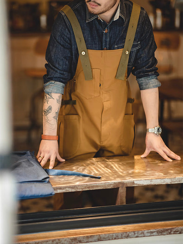 Men's Relaxed Fit Stretch Overalls with Unique Pocket Design-Modylol