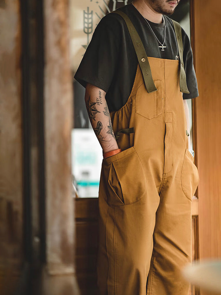 Men's Relaxed Fit Stretch Overalls with Unique Pocket Design-Modylol