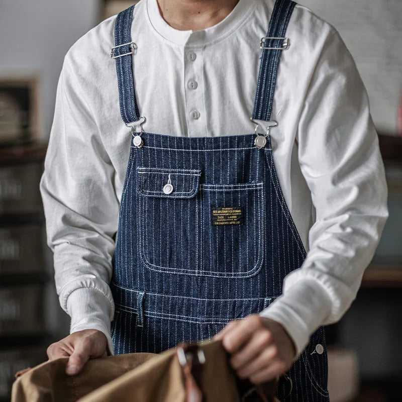 Men's Vintage-Inspired Indigo Denim Overalls-Modylol