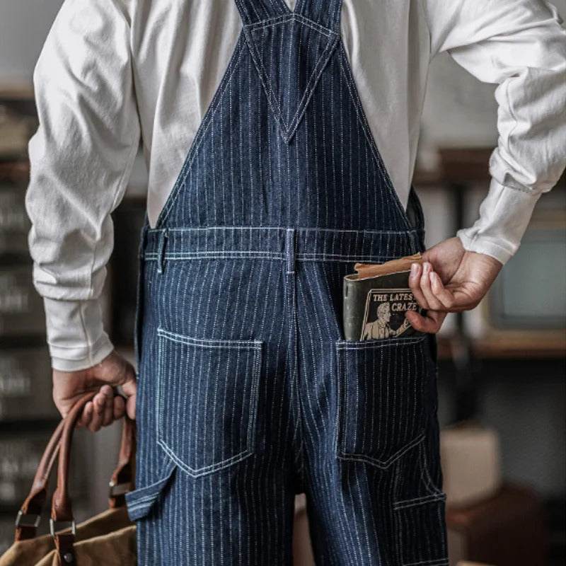 Men's Vintage-Inspired Indigo Denim Overalls-Modylol