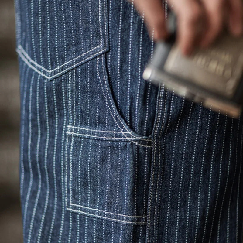 Men's Vintage-Inspired Indigo Denim Overalls-Modylol