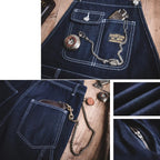 Men's Vintage-Inspired Indigo Denim Overalls-Modylol