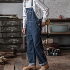 Men's Vintage-Inspired Indigo Denim Overalls-Modylol