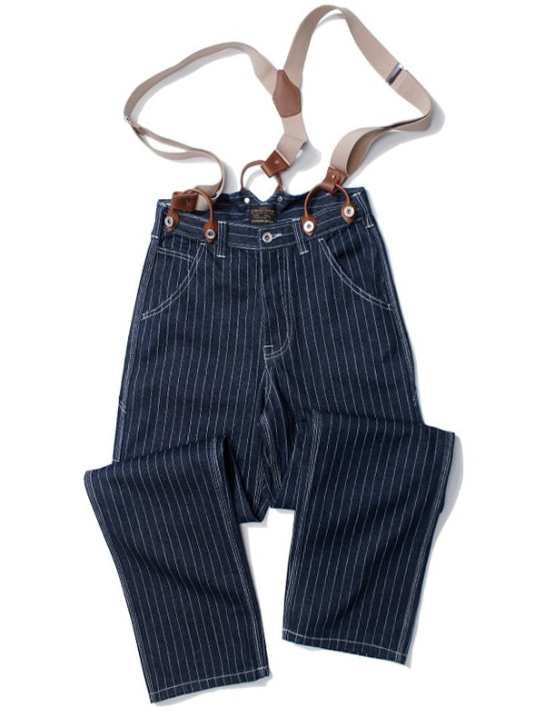 Men's Vintage Striped Straight Denim Suspender Overalls-Modylol