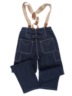 Men's Vintage Striped Straight Denim Suspender Overalls-Modylol