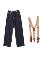 Men's Vintage Striped Straight Denim Suspender Overalls-Modylol
