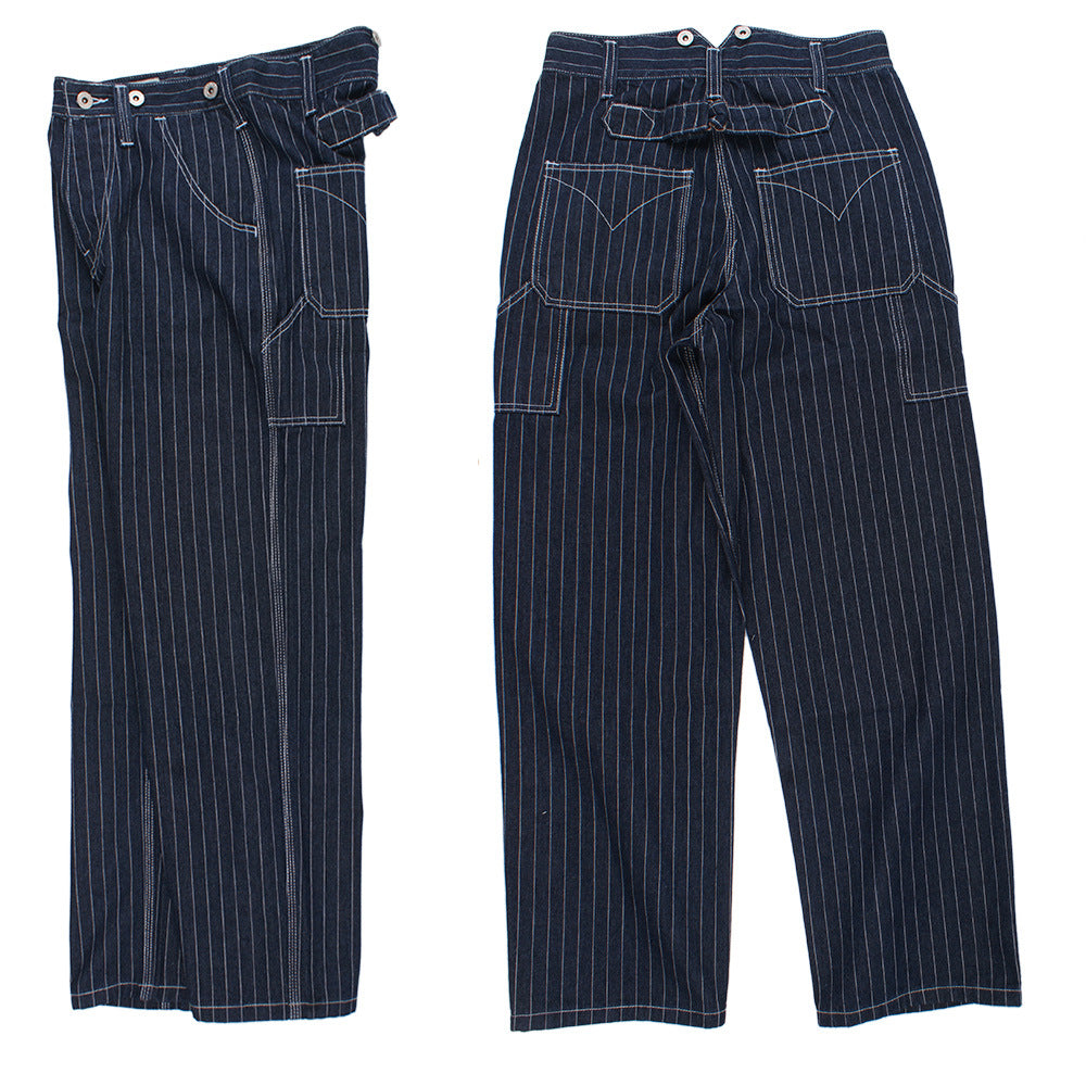 Men's Vintage Striped Straight Denim Suspender Overalls-Modylol