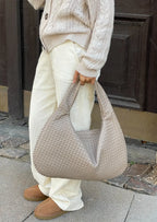 Woven Vegan Leather Shoulder Bag – Spacious Design