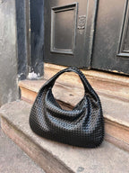 Woven Vegan Leather Shoulder Bag – Spacious Design