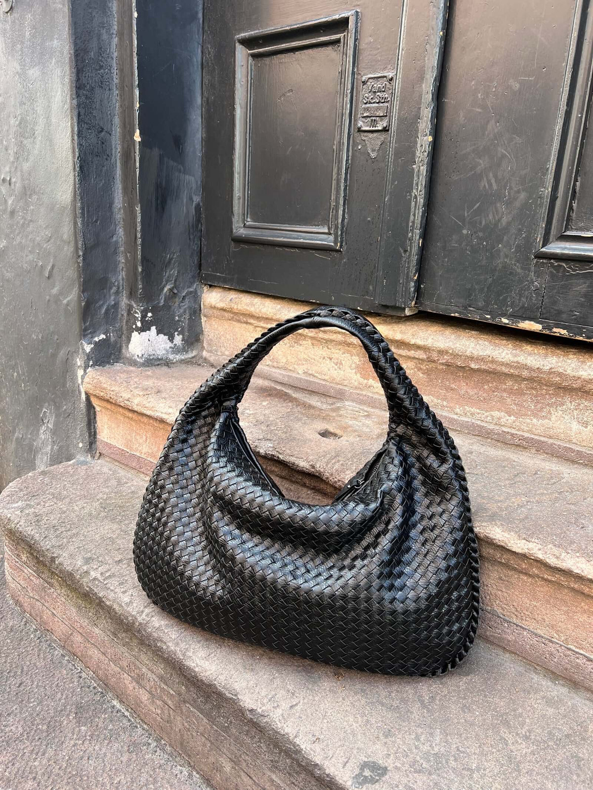Woven Vegan Leather Shoulder Bag – Spacious Design