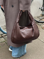 Woven Vegan Leather Shoulder Bag – Spacious Design