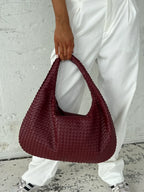 Woven Vegan Leather Shoulder Bag – Spacious Design