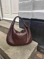 Woven Vegan Leather Shoulder Bag – Spacious Design