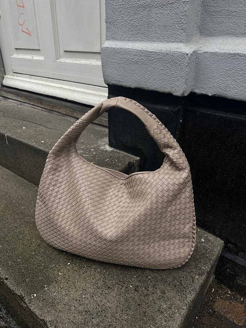 Woven Vegan Leather Shoulder Bag – Spacious Design