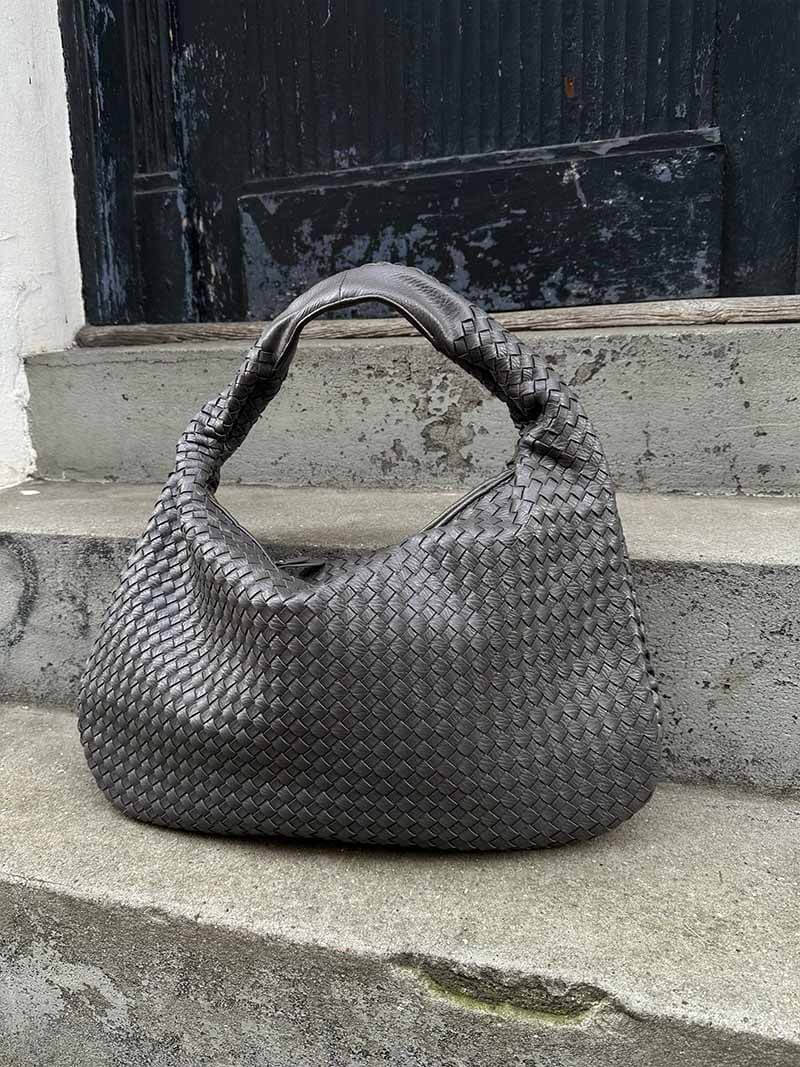 Woven Vegan Leather Shoulder Bag – Spacious Design