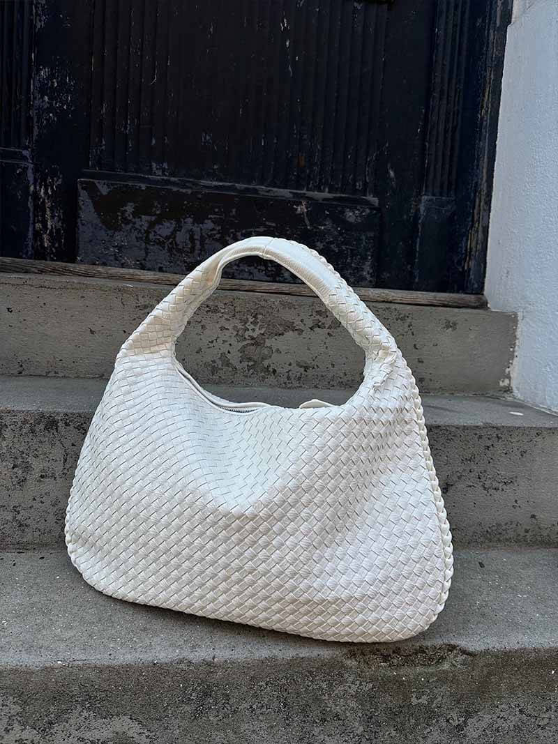 Woven Vegan Leather Shoulder Bag – Spacious Design