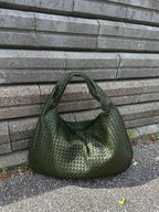 Woven Vegan Leather Shoulder Bag – Spacious Design