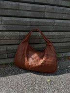 Woven Vegan Leather Shoulder Bag – Spacious Design