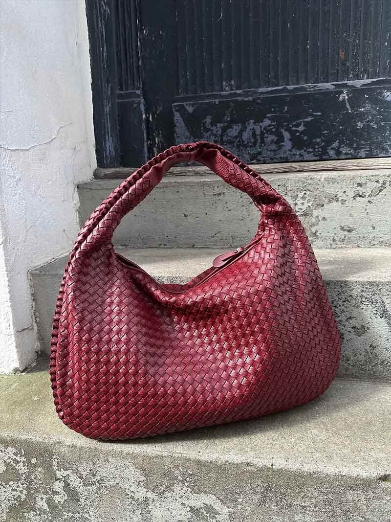 Woven Vegan Leather Shoulder Bag – Spacious Design