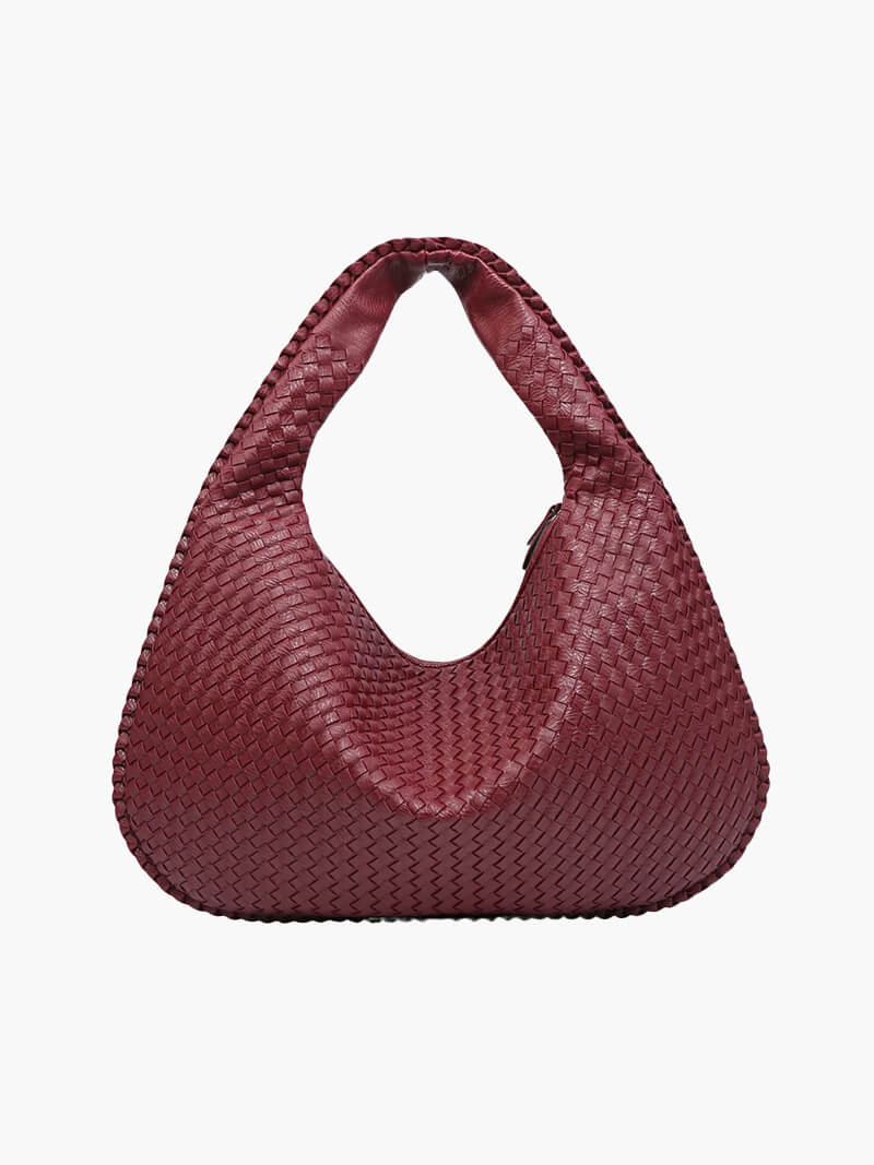 Woven Vegan Leather Shoulder Bag – Spacious Design
