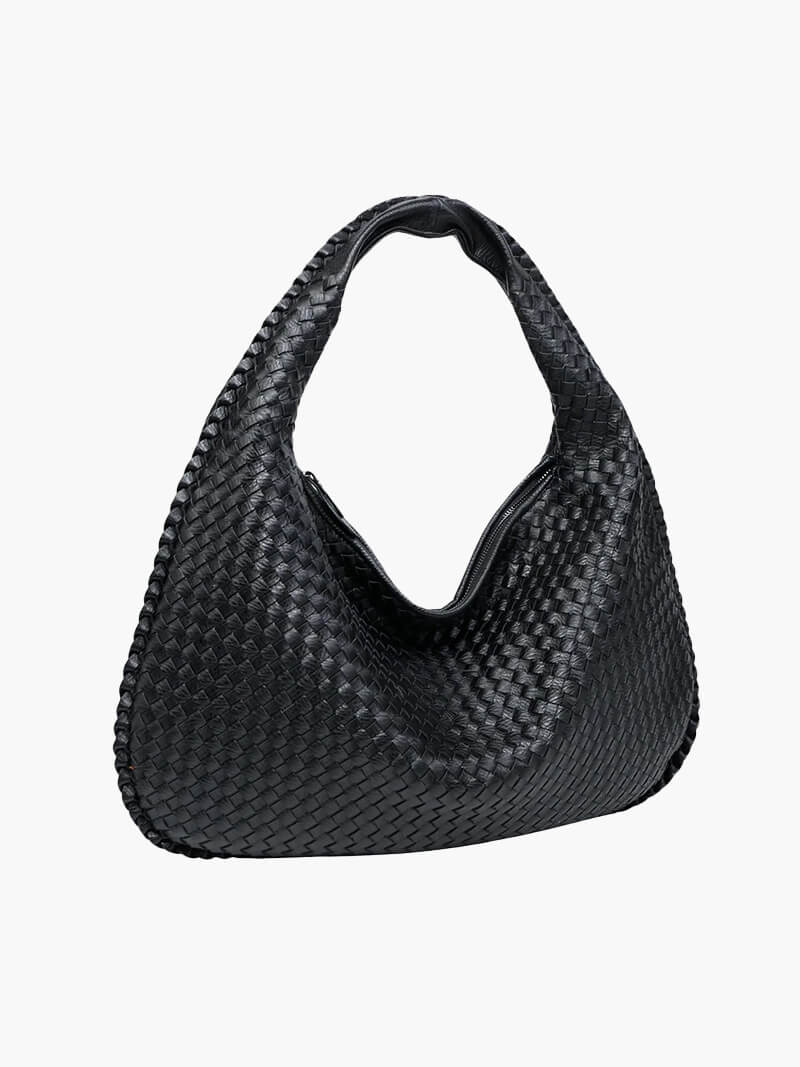 Woven Vegan Leather Shoulder Bag – Spacious Design